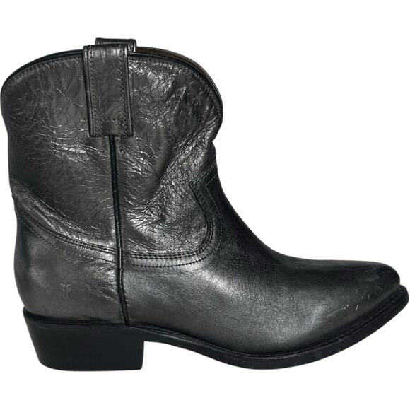 Frye Billy Short Western Leather Booties Boots Womens Size 8 Silver Pewter - Picture 2 of 16